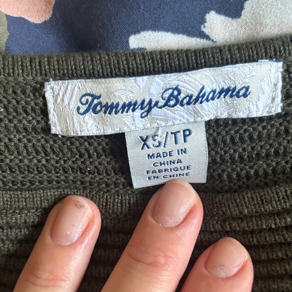 Tommy Bahama Olive Ribbed Women's Sweater - Picture 2 of 3